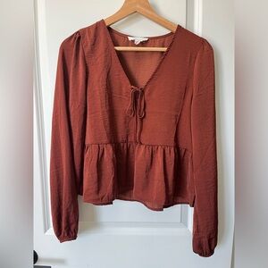 Pink Rose Rust Orange Blouse sz S